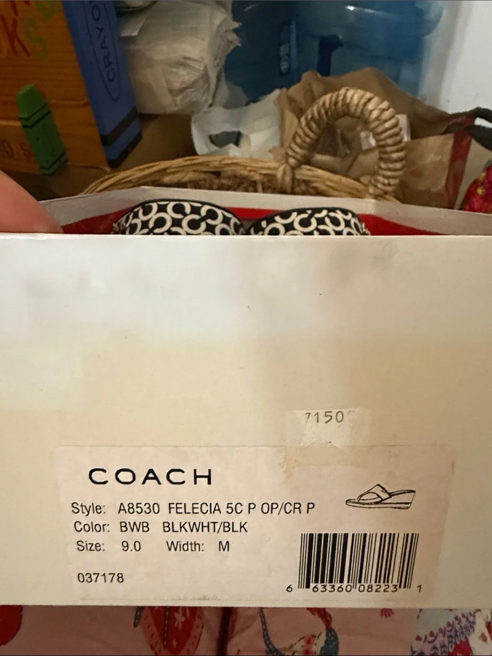 NWT in box Coach Black & White Signature Print Thong Sandals